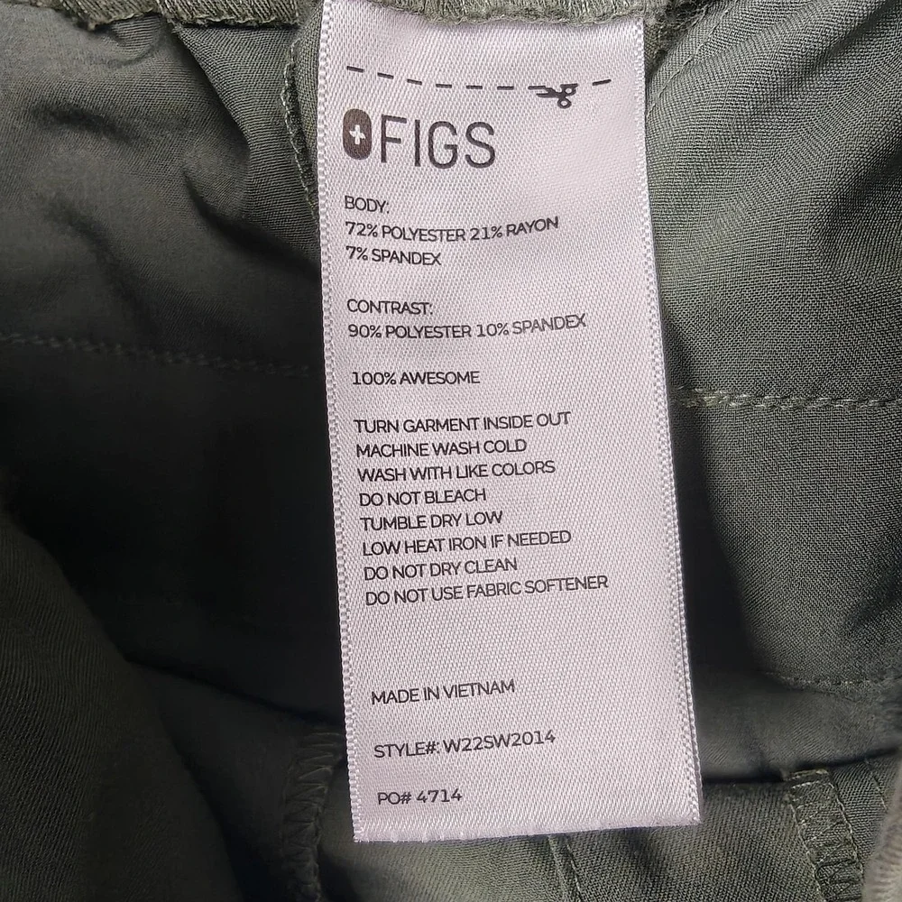 FIGS‎ Pants Womens XXS Green Technical Collection Cargo Scrub Drawstring Pockets